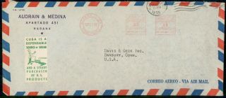 Habana Commercial 1955 Cover Red Metered Air Mail
