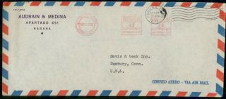 Habana Commercial 1955 Cover Air Mail To Danbury Ct Usa