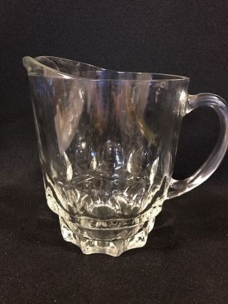 Heavy Retro 7 " Clear Glass Beer Pitcher With Thumbprint Design