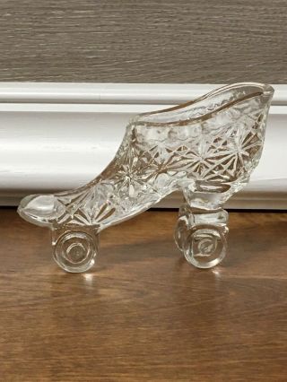 Clear Glass Roller Skate High Heel Slipper Shoe Boot Daisy Button Star
