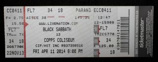 Black Sabbath Concert Ticket Stub - Copps Coliseum 2014