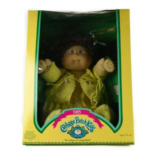 1985 Cabbage Patch Kids Doll " Felicity Jilly " Yellow Blue Brown Crocheted