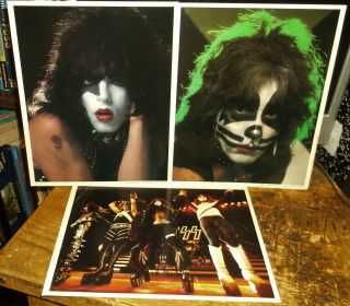 3 Vintage 1978 Kiss Fan Club Photos Paul Stanley Peter Criss & Group