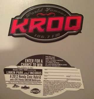 2012 World Famous Kroq 106.  7 Fm Radio Station Bumper Sticker Decal