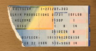 1984 Kiss Lick It Up Tour Cleveland Concert Ticket Stub Paul Stanley Eric Carr