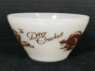 Vintage Davy Crockett Milk Glass Bowl Fire King Brown And White