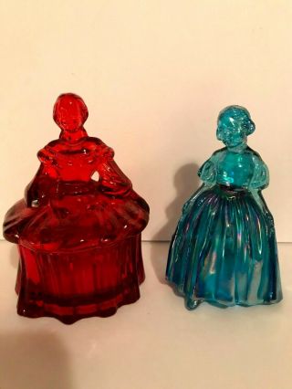 Vintage Fenton Carnival Glass Ladies Women Candy Nut Trinket Dish & Figurine