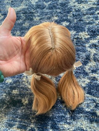 Human Hair Doll Wig Blonde For Antique German Or French 11 - 12 " Bisque Head Doll