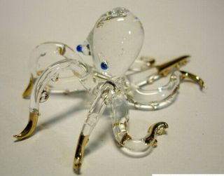 Octopus Blown Glass Art Animal Figurine Miniature Hand Craft Collectible
