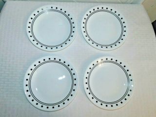 Set Of 4 Corelle City Block Black And White Bread Plates Rings & Squares