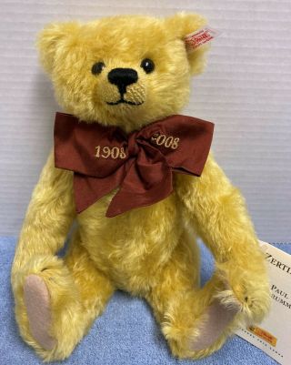 Steiff Paul The Growler 037221 Ltd.  Ed.  96/3000 Gold Mohair Teddy Bear 1908 - 2008