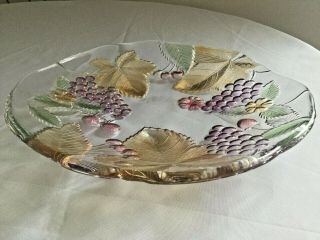 Large Vintage Italian Cut Glass Fruit Design Plate / Bowl.  12  Diameter