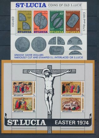 Xc32613 St Lucia Old Coins Religious Art Sheets Xxl Mnh