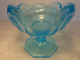 Fostoria Glass Blue Coin Footed 4 " Open Jelly Compote 1958 - 1982