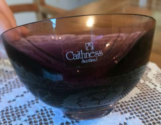Gorgeous Caithness Amethyst Glass Bowl/Dish with Swirl Design 2
