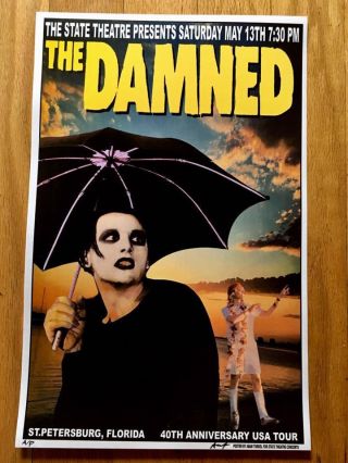 The Damned Concert Poster Signed D Proof Flyer Florida Tour Punk Rock Gig 1977