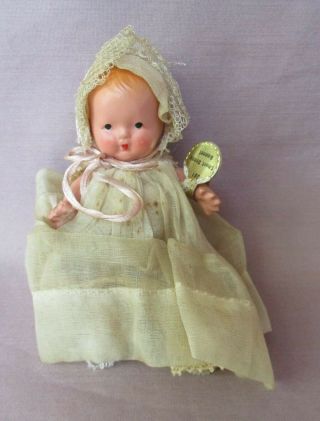 Vintage 4 " Bisque Nancy Ann Star Hands Baby Doll 201 Short Dress A/o W/t
