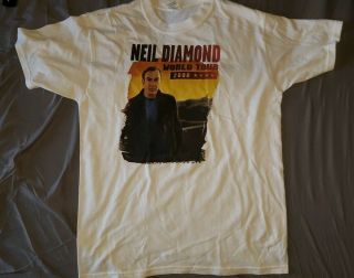 Vintage 00s Neil Diamond Home Before Dark World Tour T - Shirt Sz L Anvil