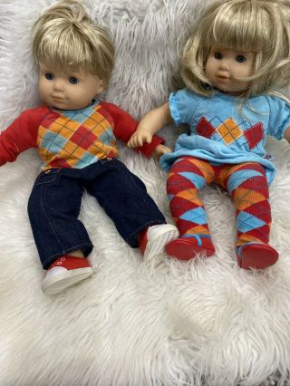 American Girl Bitty Baby Twin Dolls,  Blonde Hair/blue Eyes,  2011 Boy And Girl