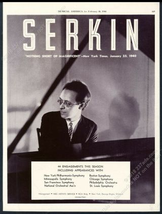 1940 Rudolf Serkin Photo Piano Recital Booking Trade Print Ad