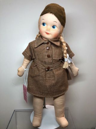 13” Vintage Antique Georgene Brownies Little Girl Scouts Blonde Cloth Doll Sa 2