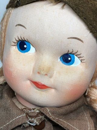 13” Vintage Antique Georgene Brownies Little Girl Scouts Blonde Cloth Doll Sa 3
