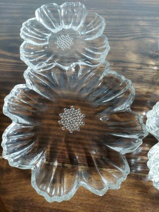 Vintage Indiana Glass Crystal Clear Lily Pons Bowl Dish Set Of 3.