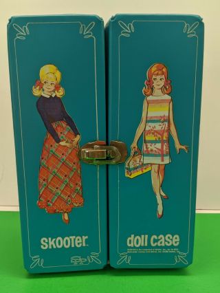Vintage Mattel Blue Scooter Doll Case With Accessory Holder Bins Inside
