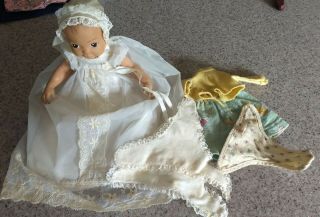 Vintage Terri Lee Linda Lee Baby Doll 10 " With Christening Gown And More Clothes