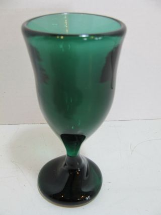 Vintage Hand Crafted Dartmouth Green Art Glass Goblet