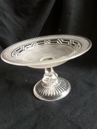 Vintage Antique Victorian Pressed Glass Cake Stand Tazza,  Frosted Detail,  G/c