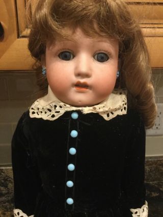Antique Heubach Koppelsdorf 275 5/0 Bisque Doll With Leather Body & Open Mouth