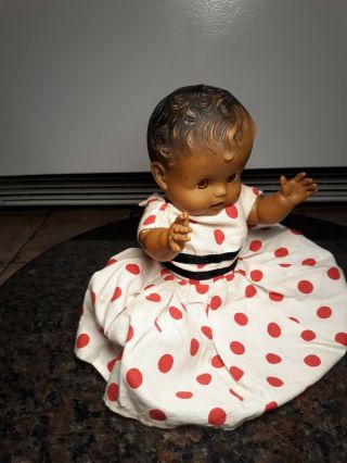 Vintage 1950s Sun Rubber Co.  Sunbabe " So - Wee " Black African American Doll