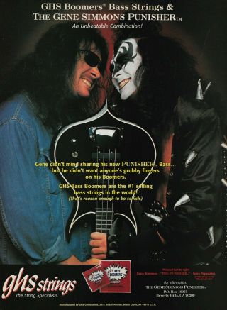 Kiss Gene Simmons Ghs Boomers & The Punisher Bass 1996 8x11 Promo Poster Ad