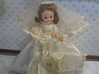 Cute Vintage American Character 8 " Betsy Mccall Doll In Orig.  Bride Dress/gown