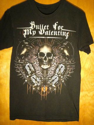 Bullet For My Valentine Skull Ravens Razorblades Tour Concert Tshirt Small Black