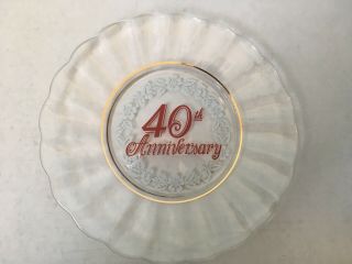 40th Wedding Anniversary Gift Ruby Glass Plate Clear With Gold Accents