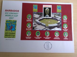 Barbados 2007 Cricket World Cup Miniature Sheet On First Day Cover