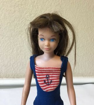 1963 Vintage Skipper Doll Mattel Barbie sister Brunette Swimsuit 2