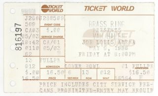 Rare Van Halen 5/9/86 Detroit Mi Joe Louis Arena Concert Ticket Stub Eddie
