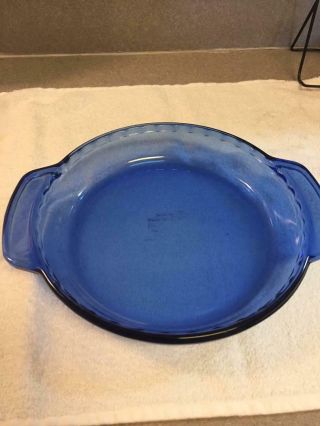Vintage Anchor Hocking Cobalt Blue Glass Fluted Deep Dish Pie Plate 229 9.  5 "