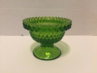 Vintage Green Viking Glass Diamond Point Fairy Candle Light (bottom Only)