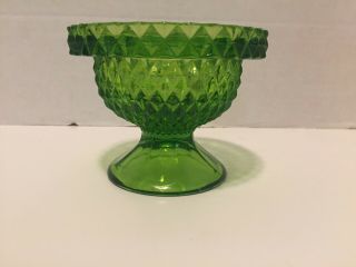 Vintage GREEN Viking Glass DIAMOND POINT FAIRY CANDLE LIGHT (Bottom Only) 3