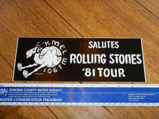 Kmel 106 Fm Radio,  Rolling Stones 1981 Concert Tour Bumper Sticker Nos,  Moscoso