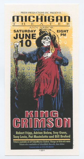 King Crimson Handbill 1995 Jun 10 Michigan Theater