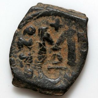 Counter Mark - Ancient Byzantine Coin Ae Follis Heraclius 610 - 641 Ad