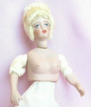 Vintage Artisan Miniature Dollhouse Porcelain Lady With Wearing Vintage Undies.