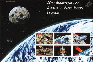 Apollo Xi Moon Landing / Eagle & Command Module Space Stamp Sheet (1999 Grenada)