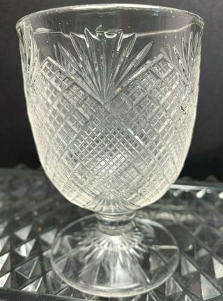 Antique Early American Pattern Glass,  Cordial Or Wine Glass,  " Sunburst " Or Diamo
