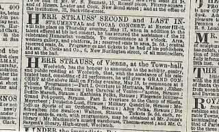 1849 Herr Strauss Adv. ,  In An 1849 Newspaper